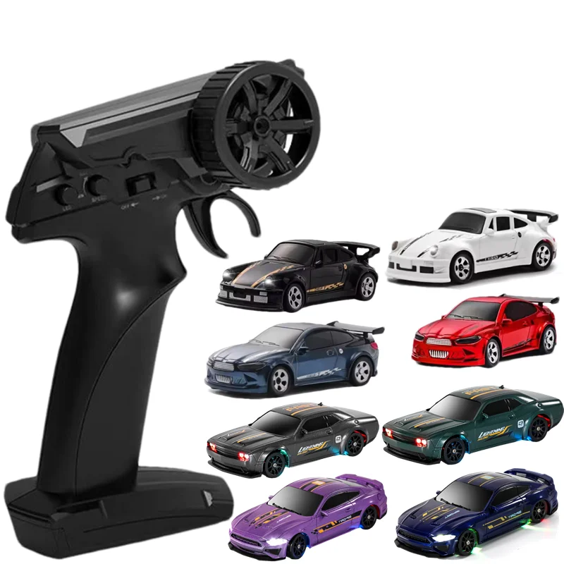 1/64 또는 1/43 미니 드리프트 RC 자동차 4WD 원격 제어 레이싱 차량 LED 조명 무선 제어 고속 자동차 데스크탑 완구