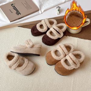 어린이 면화 신발 1-18세 베이지색 패딩 두꺼운 소년 소녀 워킹 슈즈 브라운 부드러운 밑창 미끄럼 방지 키즈 퍼 신발