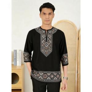 중동 스타일 무슬림 개성 청동색 반팔 티셔츠 카미사 셔츠 로파 옴브레스 무슬리만