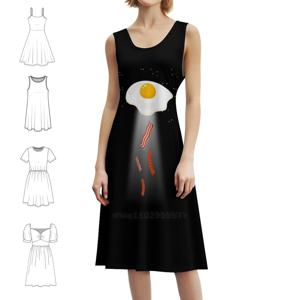 스페이스 베이컨 앤 에그스 여성용 우아한 파티 드레스 A라인 드레스(짧은/긴/소매 없는 옵션 포함) 스페이스 스페이스엑스 우주 공간 베이컨