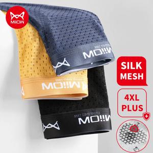 MiiOW 3Pcs 섹시한 메쉬 남자 복서 속옷 Graphene 항균 남성 팬티 얼음 실크 속옷 통기성 4XL Boxershort 2022