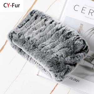 여성 리얼 모피 수제 스트레치 모피 스카프 니트 정품 렉스 토끼 모피 머리띠 소녀 천연 모피 반지 카울 스너드 스카프 겨울