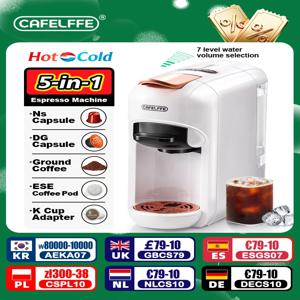 Cafelffe 5in1 멀티 캡슐 커피 머신 DG 카푸치노, Nes 캡슐, ESE 포드, 분쇄 커피 호환, 사랑하는 사람, 아빠, 엄마를 위한 선물. 핫/콜드 추출 커피, 19바 고압 추출, 7단계 물량 선택.