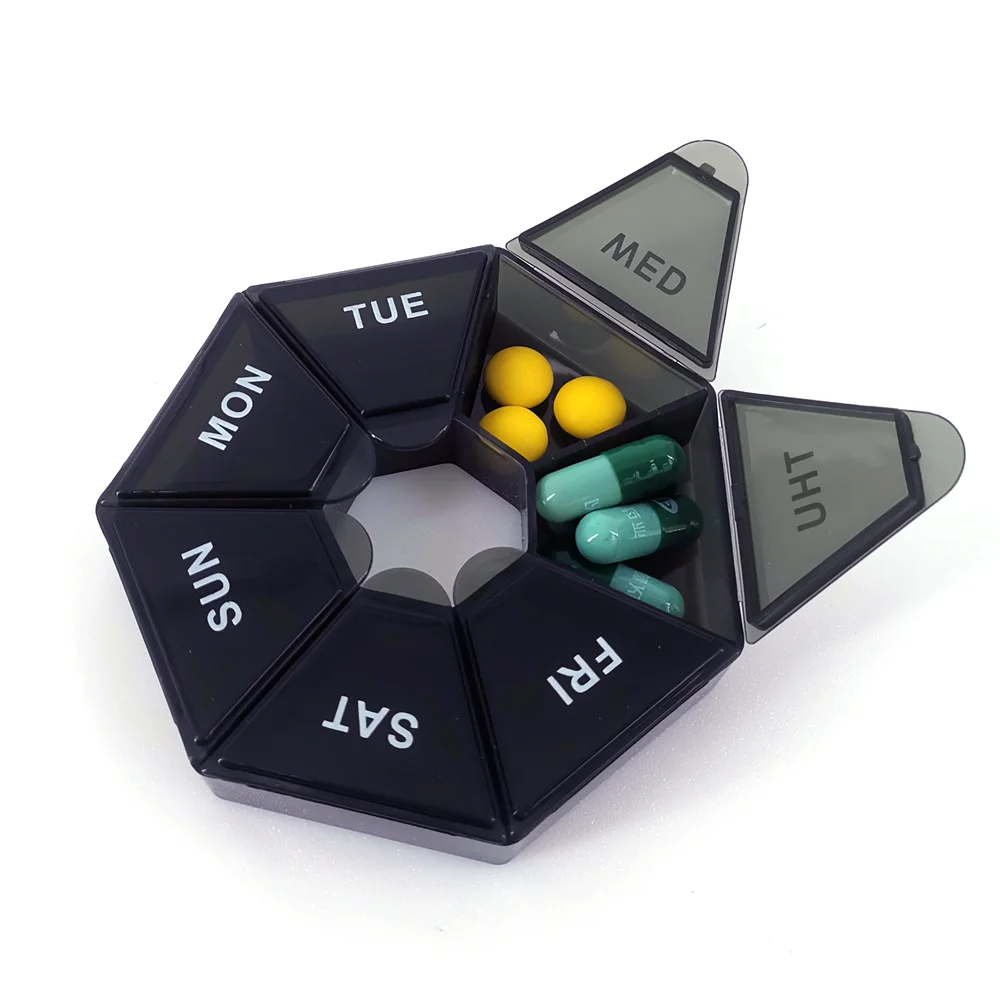 미니 소형 휴대용 여행 비타민 알약 상자 알약 케이스 컨테이너 주최자 보관 정제 7 일 그리드 의학 생선 기름