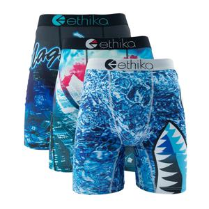 ETHIKA 3Pcs 남자 섹시한 속옷 복서 통기성 남자 속옷 플러스 사이즈 S-3XL 남성 트렁크 남자 팬티 란제리 복서 팬티