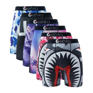 ETHIKA 6Pcs 남성 속옷 복서 통기성 남자 수영 속옷 플러스 사이즈 인쇄 남성 팬티 트렁크 섹시한 남자 Boxershorts