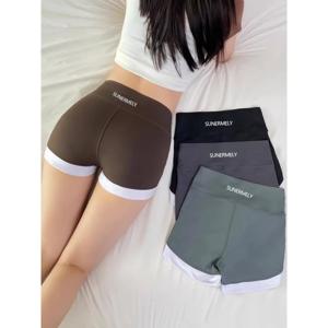 여름 착용 얇은 대비 반바지 레깅스 하이 웨이스트 안전 바지 3 포인트 어색한 라인 없음 상어 바지