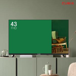 큐빅스 109cm 43인치 FHD TV 고화질 에너지효율 1등급 제로베젤 스탠드형 벽걸이형 티비