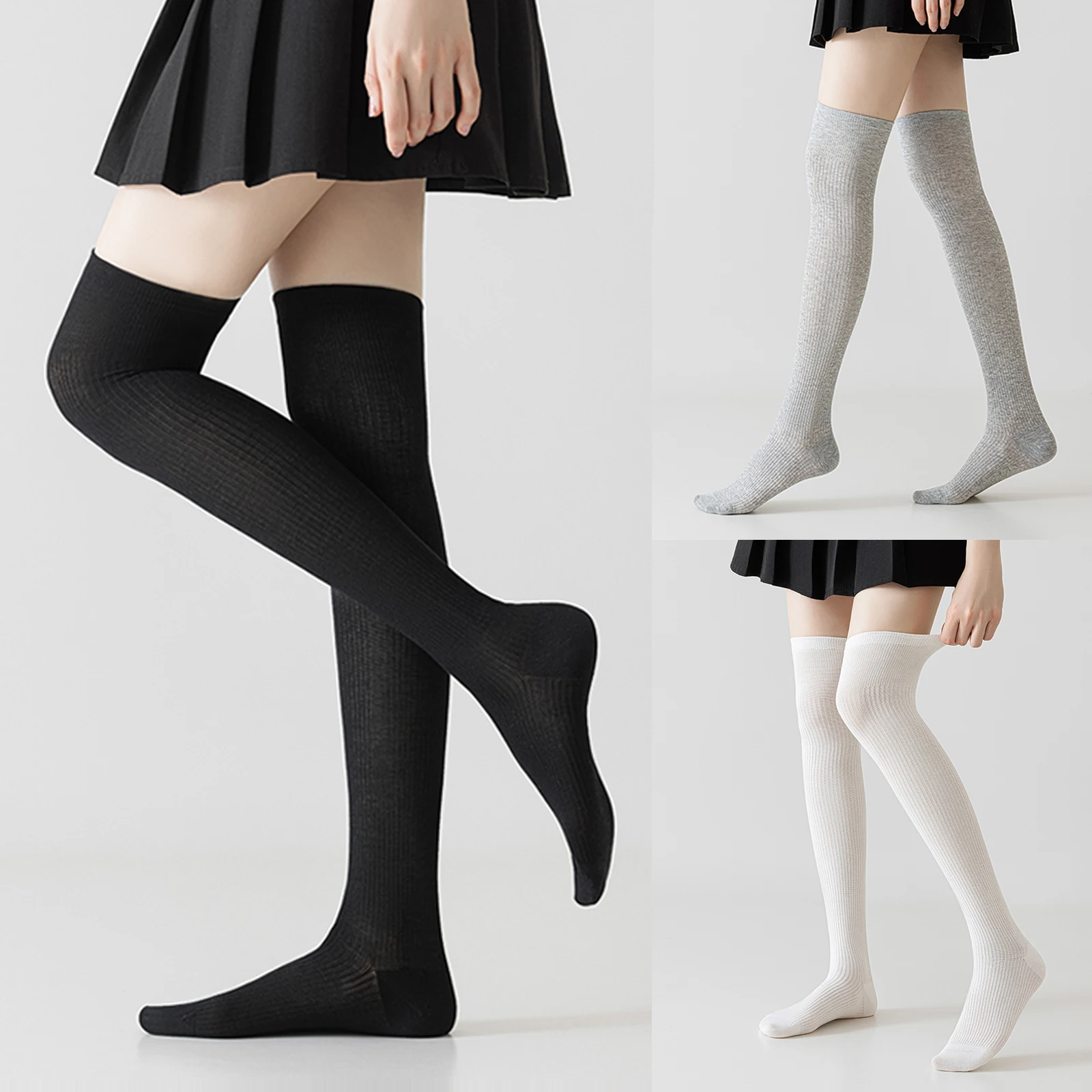 여성용 졸업식 압축 허벅지 높이 양말 2쌍, 편안한 리브 커프 및 하루 종일 지속되는 핏