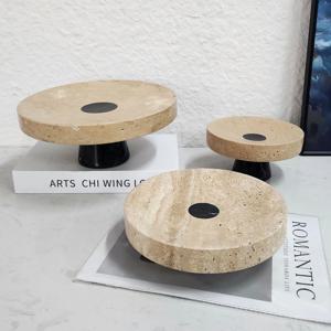 라이트 럭셔리 심플 내추럴 대리석 트레이 홈 데코 장식품 거실 모델룸 장식 트레이 과일 접시