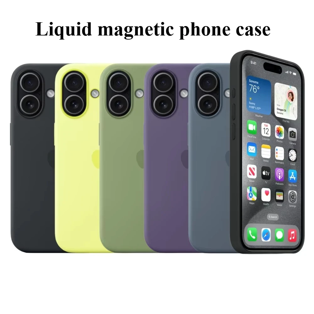 애플 아이폰 17 13 15 16 14 프로 맥스 무선 15 16 플러스 17 에어 마그네틱 소프트 커버용 오리지널 액체 실리콘 맥세이프 케이스