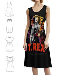 티렉스 록 밴드 마크 볼란 레트로 쿨 탑 티 보헤미안 민소매 드레스 멀티 프린트 비치 휴가 파티 드레스 티렉스 마크 볼란