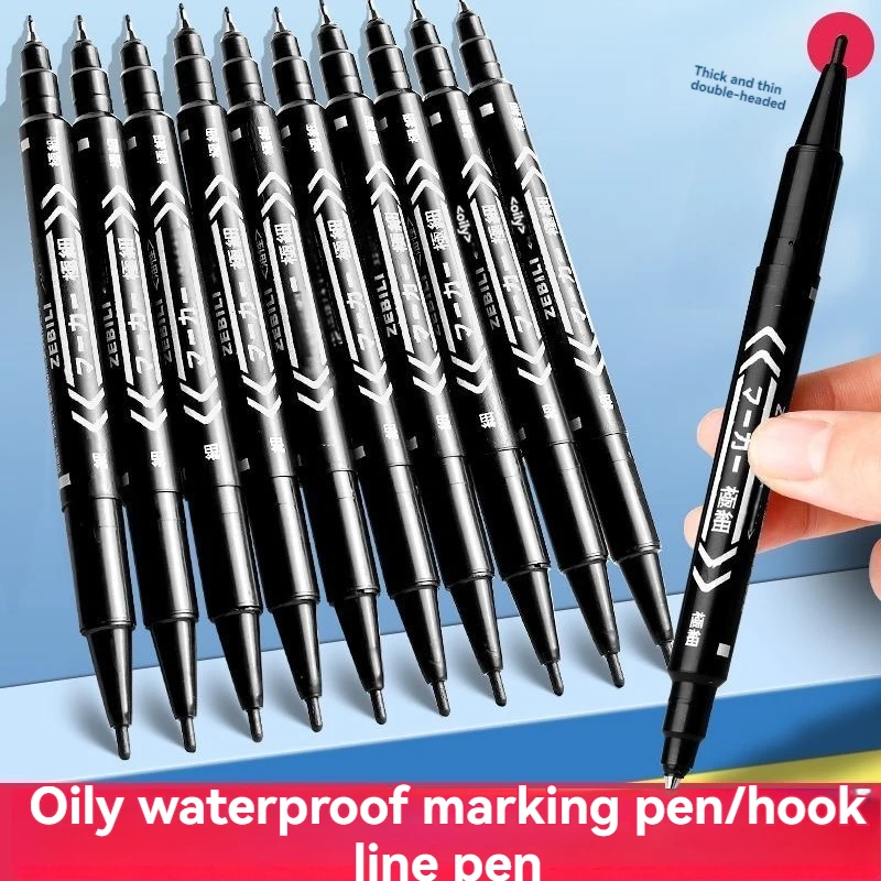 더블 팁 아트 블랙 블루 잉크 영구 페인트 마커 펜, 플라스틱 나무 돌 금속 유리 낙서 마킹 그래피티, 10 개/세트