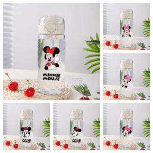 디즈니 미니 마우스 만화 빨대 컵 남녀공용, 낙하 방지, 멋진 휴대용 물유리, 여름 신상, 400ml