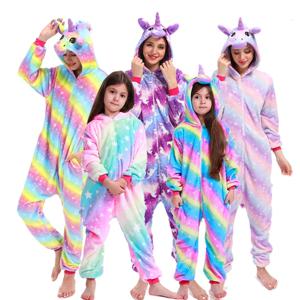 Kigurumi 유니콘 Onesies 성인을위한 만화 잠옷 여성 남성 동물 잠옷 Homewear 할로윈 크리스마스 코스프레 파티 의상