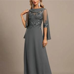 신부 드레스의 사용자 정의 우아한 a 라인 어머니 o 넥 하프 슬리브 레이스 appliqued 웨딩 게스트 드레스 여성 결혼식