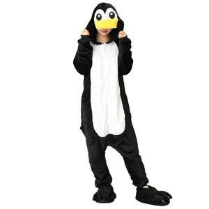 Kigurumi 검은 펭귄 만화 잠옷 Onesies 성인 여성 남성 동물 잠옷 크리스마스 할로윈 코스프레 파티 의상