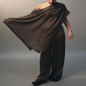 패셔너블한 망토 코트 신상품 2025년 가을 와이드 레그 팬츠 스타일리시 여성 의류 민족 무대 의상 여성 프리미엄