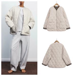 유럽 및 미국 스타일 2025 겨울 신상 루즈핏 캐주얼 다이아몬드 따뜻한 면 패딩