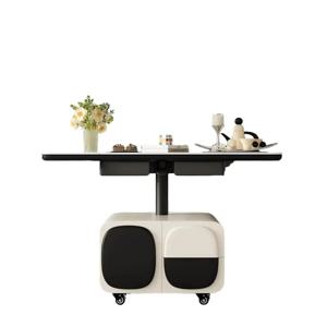 확장형 차 테이블 이동식 차 테이블 거실용 모바일 차 테이블 조절 가능한 커피 테이블 록 플레이트 테이블탑