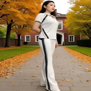 2025년 신상 피트니스 에어로빅 화이트 반팔 티셔츠와 하이웨이스트 팬츠 반짝이는 라인스톤 슬리밍 스포츠웨어 세트 여성용