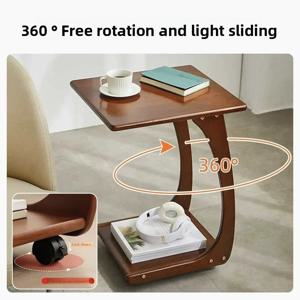 원목 소파 사이드 테이블 이동식 거실 미니 소형 커피 테이블 바퀴 포함