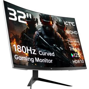 32인치 180Hz 커브드 게이밍 모니터, QHD(2560x1440p) 1ms MPRT, 2K 컴퓨터 모니터, 1500R HVA 디스플레이, 프리싱크 프리미엄, HDR, 1