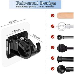 【금요일】6개입 자가 접착식 커튼 봉 브래킷 무타공 커튼 봉 클립 못 없이 조절 가능한 샤워 커튼 봉 걸이 후크