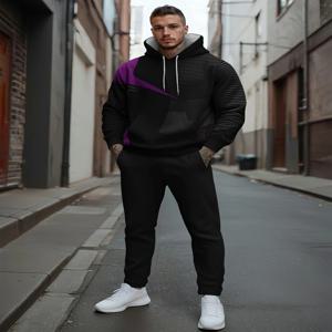남성용 3D 프린트 후드 트랙수트 세트 캐주얼 루즈 플리스 따뜻한 신상 패션 의상