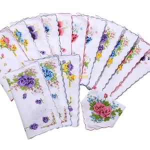 N58F 6 조각 여성용 손수건 코튼 28x28cm 포켓 손수건 유아용 페이스 타올 소녀 용 매일 사용