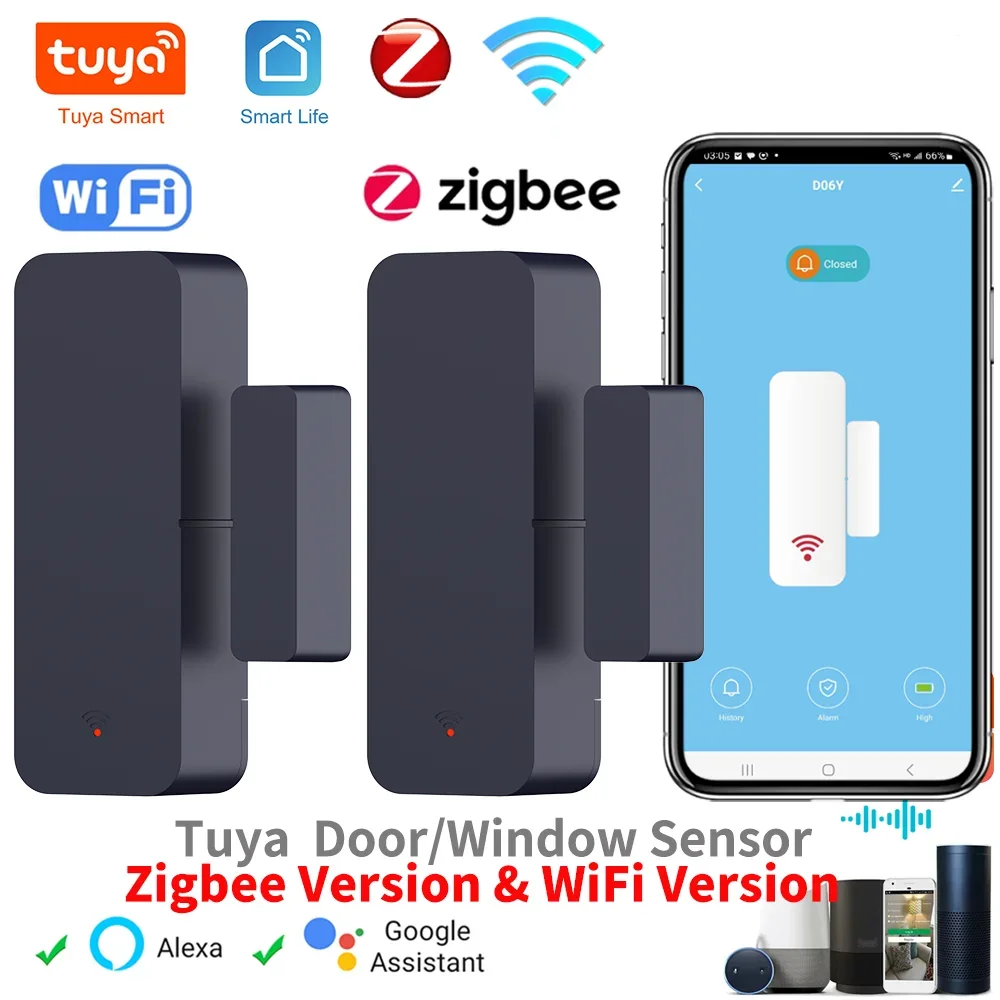 Tuya Zigbee 와이파이 문짝 센서 창문 진입 센서, 보안 도난 자기 센서 알람, 스마트 라이프, 알렉사 구글 홈으로 작동
