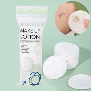 100/200pcs 양면 질감이있는 부드러운 라운드 코튼 패드 매일 얼굴 청소 메이크업 제거 가정 및 여행을위한 스킨 케어