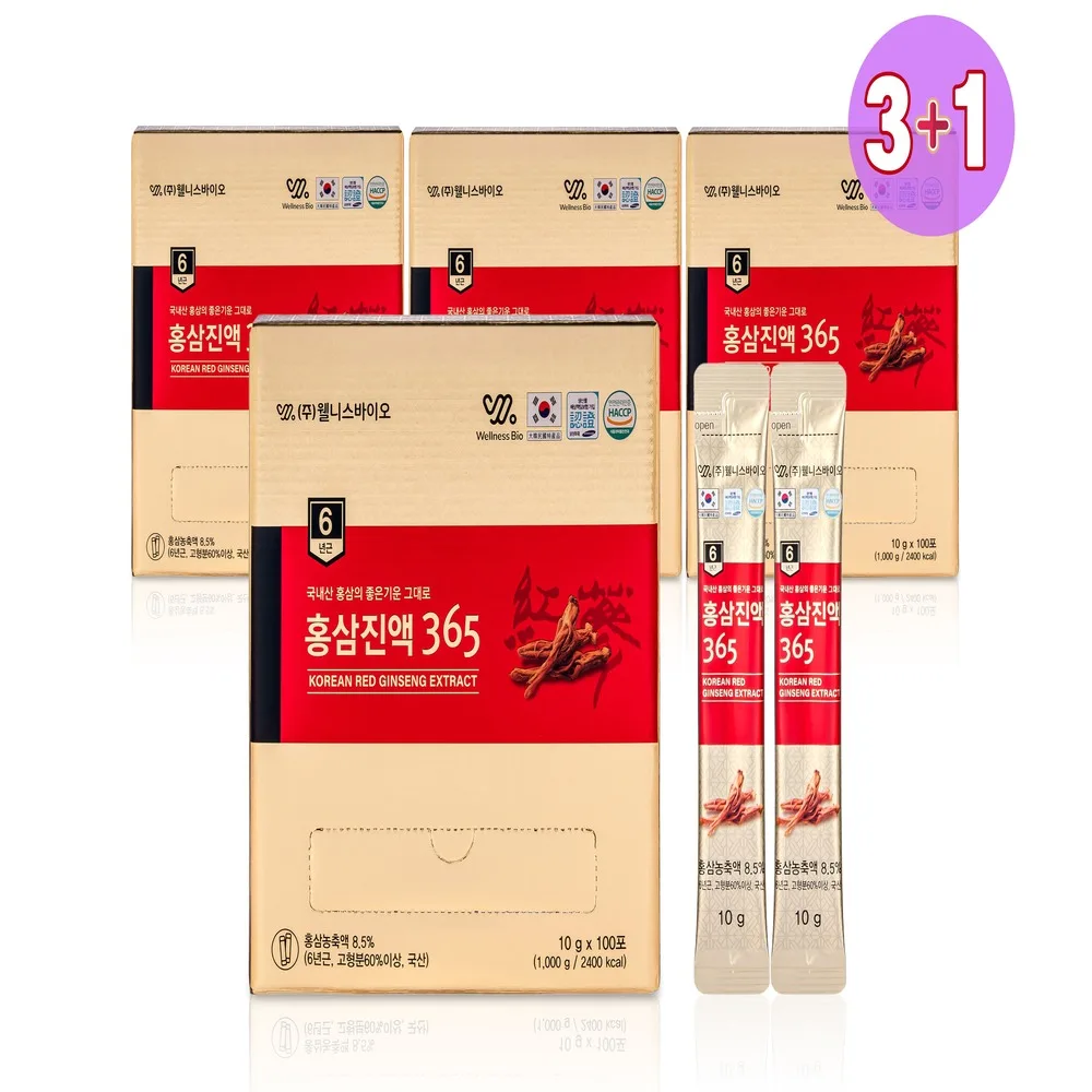 [3+1] 6년근 홍삼 진액 365 스틱 10g,100포
