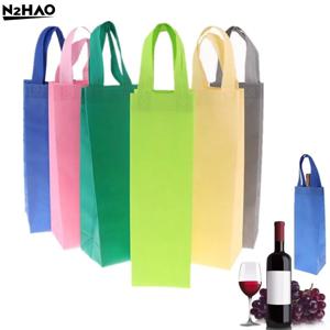 와인 가방 부직포 토트 병 와인 캐리어 가방 와인 애호가 또는 결혼식을위한 패딩 와인 쿨러 선물