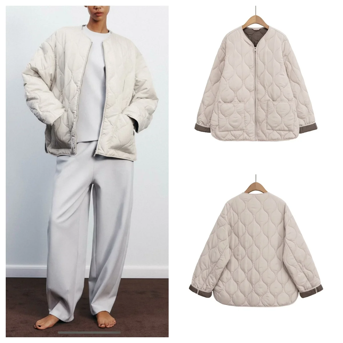 유럽 및 미국 스타일 2025 겨울 신상 루즈핏 캐주얼 다이아몬드 따뜻한 면 패딩