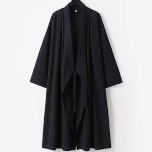 대형 남성 기모노 카디건 유카타 하오리 긴 목욕 가운 가운 일본 전통 의상 느슨한 코튼 린넨 사무라이 의상