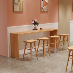 심플하고 세련된 원목 바 식탁과 의자, 가정용 벽에 붙는 높은 다리 원목 긴 테이블, 밀