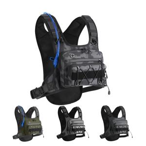 야외 전술용 가슴 가방, 다기능 조끼, 다중 포켓 스포츠 사이클링 백팩, 물주머니, 러닝 조끼