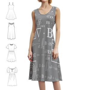 맥스웰의 방정식 보헤미안 민소매 드레스 멀티 프린트 비치 휴가 파티 드레스 제임스 클락 맥스웰 칼 프리드리히 파티