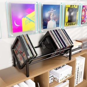 조절 가능한 철제 바이닐 레코드 및 CD 보관 랙 - 앨범용 대용량 정리대, 공간 절약형 미디어 선반