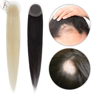 TESS 여성 토퍼 헤어 후크 레이스 싱글 매듭 천연 인간의 머리카락 교체 보철물 보이지 않는 탈모증 Areata Brown Hairpiece