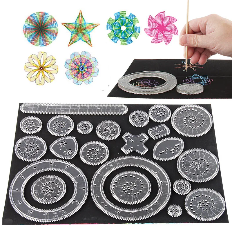 10-33pcs Spirograph 디자인 예술 공예 키트 클래식 놀라운 디자인 레인보우 매직 스크래치 종이 세트 어린이 어린이 드로잉 장난감