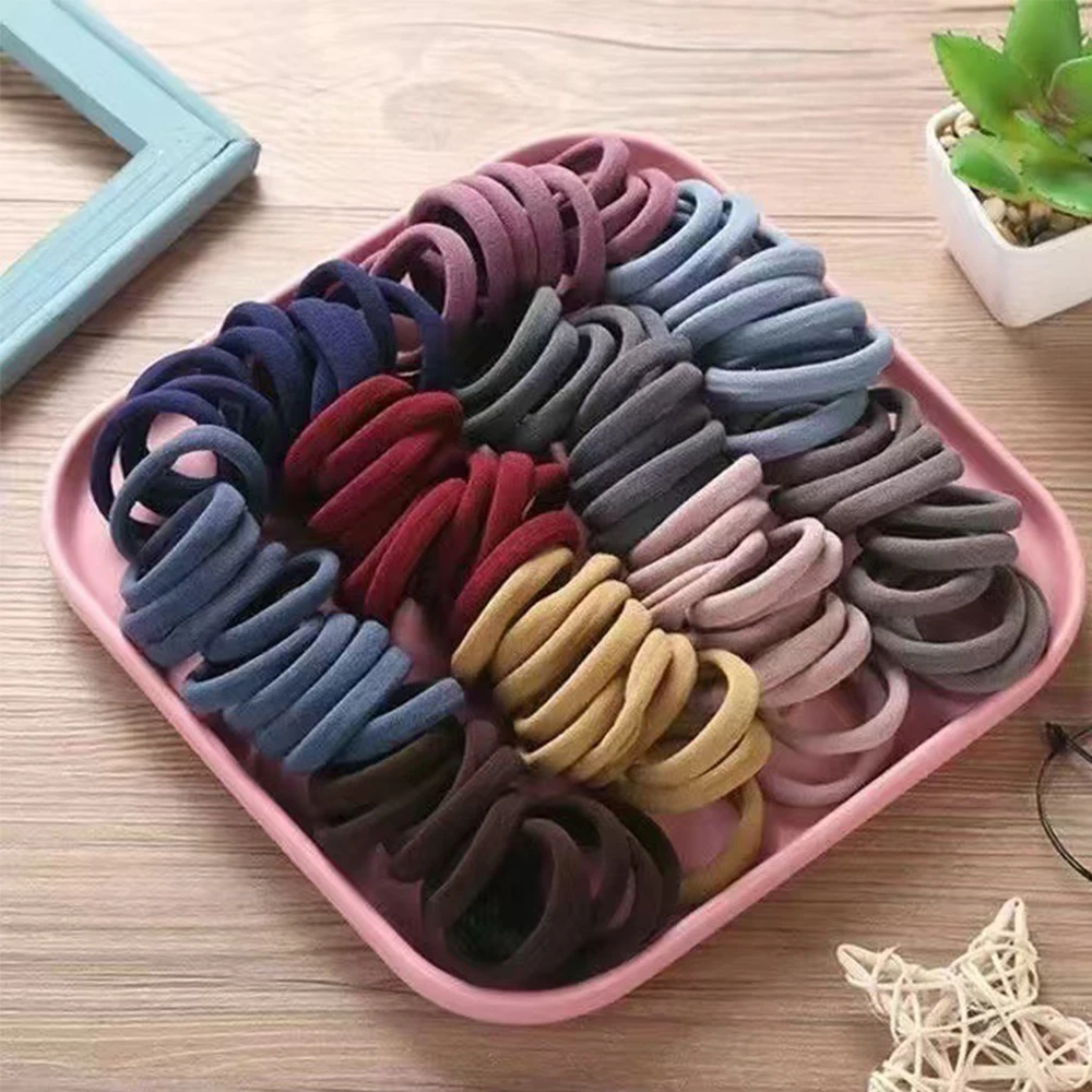 50 개/대 새로운 여자 여자 캔디 색상 나일론 기본 Scrunchie 헤어 타이 포니 테일 잡아 헤어 고무 밴드 패션 헤어 액세서리