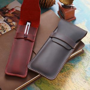 프리미엄 가죽 펜 홀더 연필 케이스 레트로 정품 소 가죽 펜 가방 연필 주머니 내구성 매끄러운 가죽 단일 펜 슬리브