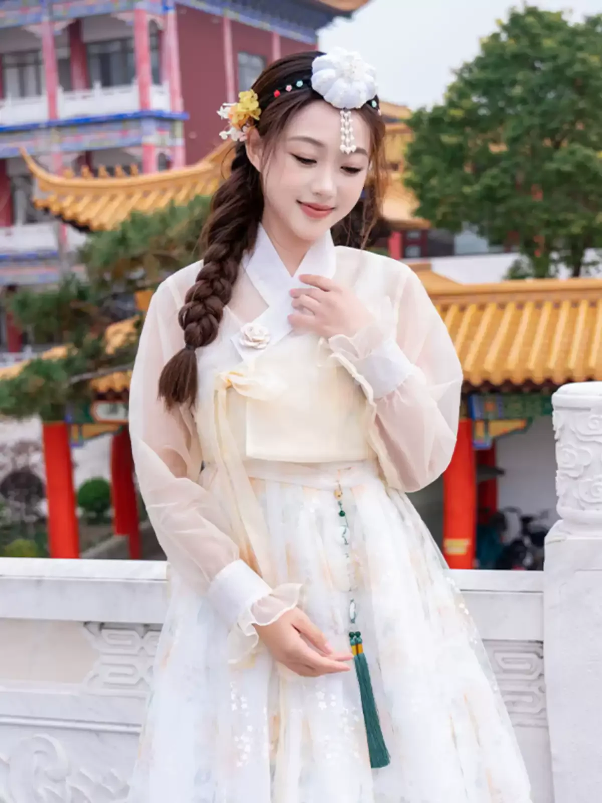 전통 한국 한복 여성 무용 공연 의상 얀지 공주 민족 개혁 여행 사진 촬영 의상