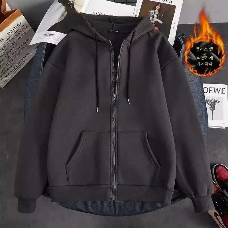남성용 오버사이즈 후드 가디건 가을 겨울 플리스 따뜻한 오염 방지 작업복 지퍼 코트 캐주얼 루즈핏 스웨트셔츠