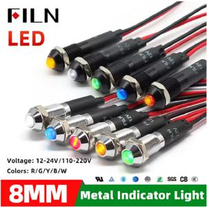 FILN 8mm LED 라이트 패널 장착 제기 헤드 LED 라이트 패널 블랙 메탈 쉘 미니 12V 24V 110V 220V 20cm 케이블