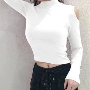 [ABC0395]여성용 슬림핏 롱슬리브 크롭 탑 - 여름 가을 베이직 티셔츠 아이템 당일발송