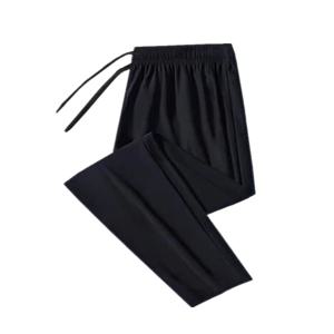 아이스 실크 루즈 스트레이트 팬츠 여성용 여름 얇고 시원한 모기 방지 캐주얼 스포츠 하이웨이스트 나인 포인트 폴리에스터