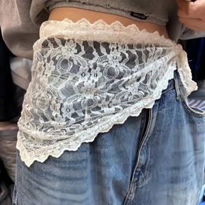 패션 레이스 업 레이스 미니 스커트 슬림 피트 예쁜 힙 커튼 하라주쿠 Y2K 앞치마 랩 스커트 여성용